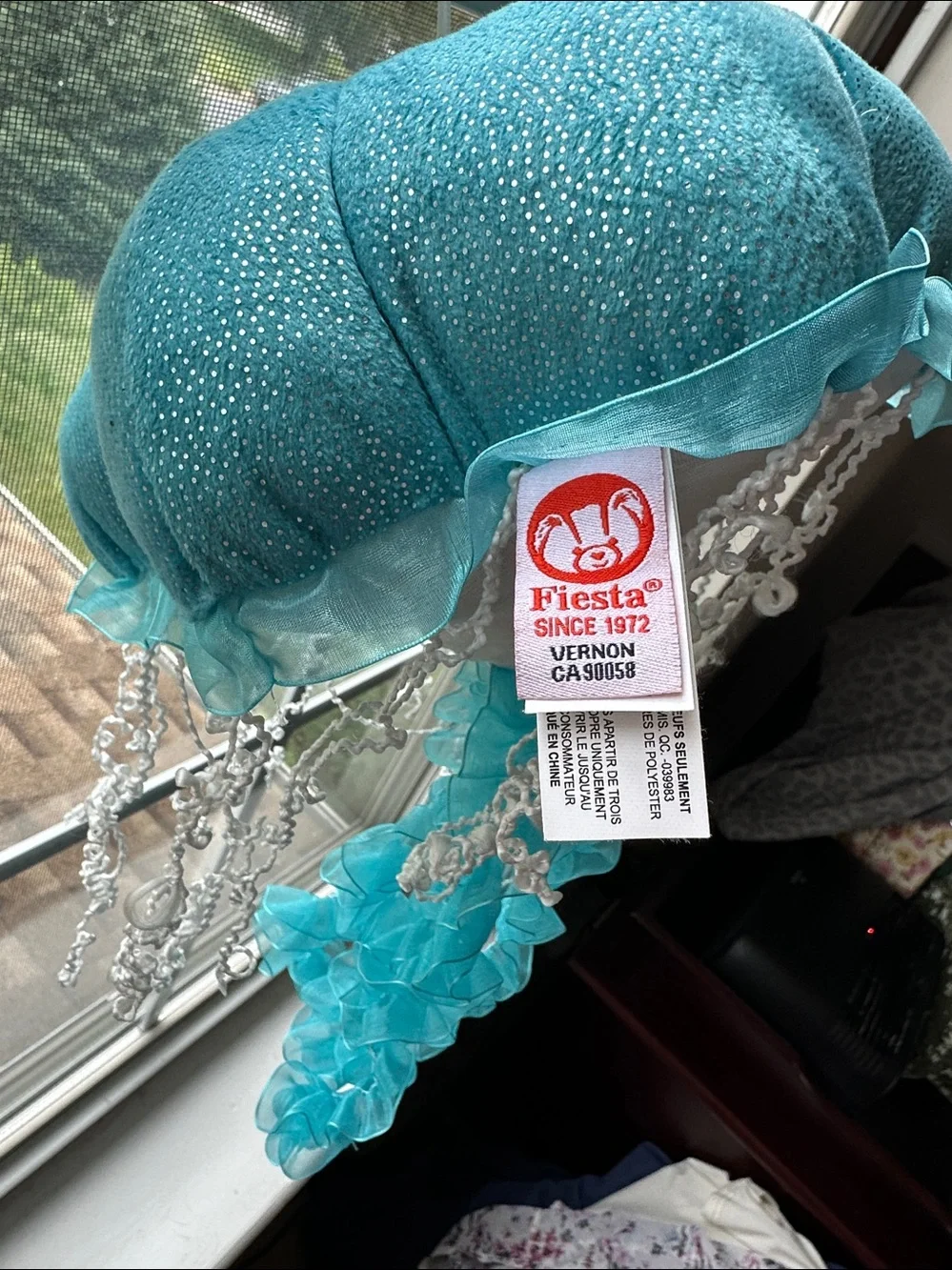 Rare Fiesta Teal Plush Jellyfish Hanging Ornament